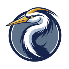 Obraz premium Colorful heron illustration featuring bold lines and circular design inspired by nature and wildlife