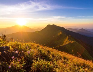 Fototapeta premium Sunrise over mountain peaks