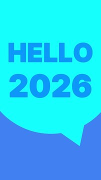 Hello 2026 year animation text video background