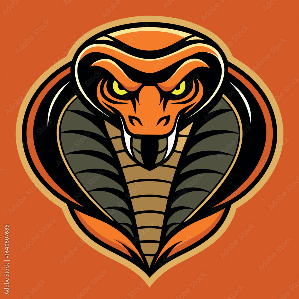 Poster fierce cobra graphic on a vibrant background showcasing strong design elements and sharp colors