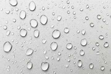 Close-up of water droplets on a light gray surface