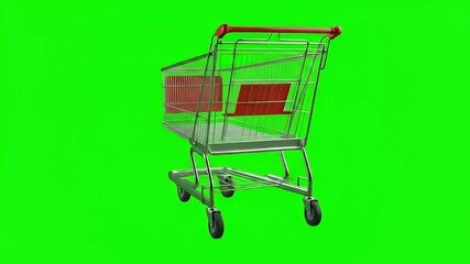 Shopping cart rotating on green screen - Powered by Adobe