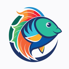 Obraz premium Colorful fish illustration swimming gracefully in a vibrant aquatic design