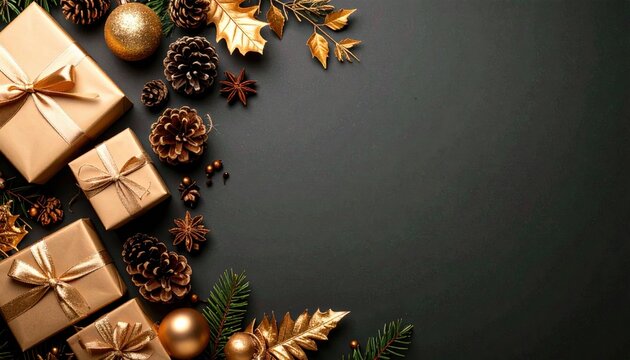 Festive gift arrangement holiday preparation photo composition elegant environment aerial view celebratory theme for memorable moments