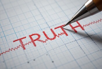 Close up of a polygraph machine detecting truth through pencil marking on graph paper