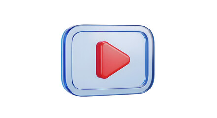 Red Play Button on Transparent Background