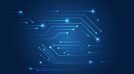 High tech communication design. Electronic vector illustration. Abstract modern digital scientific technology, futuristic printed circuit board. Cyber connection on blue background.