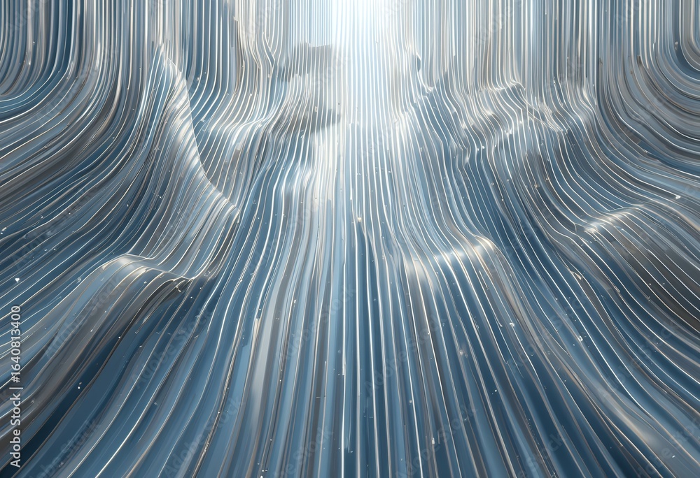 Poster abstract flowing lines pattern creating a futuristic wave effect with glowing highlights