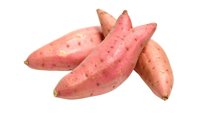 Set Three sweet potatoes isolated on a solid white background Png