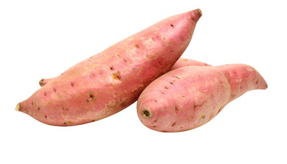 Set Three sweet potatoes isolated on a solid white background in Png