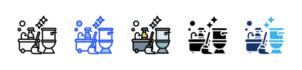 Bathroom Cleaning Icon Collection With Multiple Styles