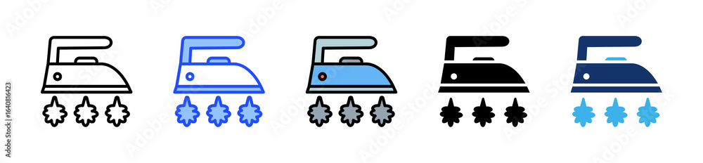 Poster ironing icon collection with multiple styles