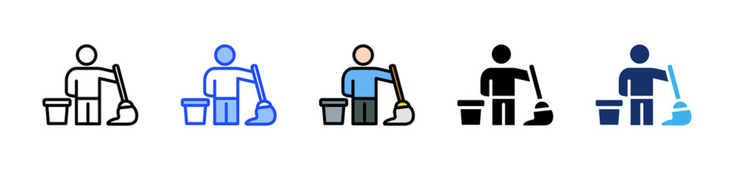 Janitor Icon Collection With Multiple Styles