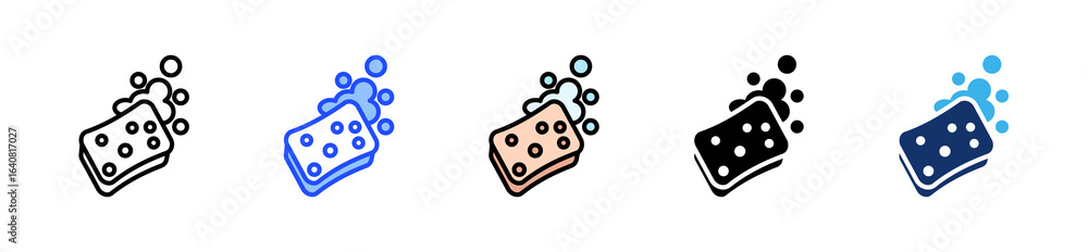 Poster sponge icon collection with multiple styles