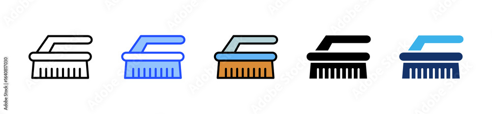 Poster scrub brush icon collection with multiple styles