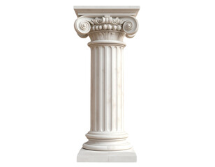 Obraz premium White Marble Column with Intricate Capital and Solid Base PNG