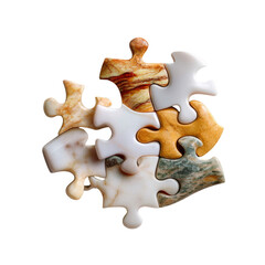 Obraz premium Colorful Marble Puzzle Pieces Displaying Variety of Textures and Patterns on a Clean White Background for Artistic Inspiration and Creativity