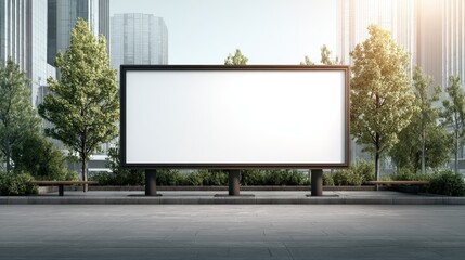 Obraz premium Billboard Mockup Display in Urban Landscape, Ideal for Advertising Campaigns and Design Presentations