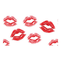 Vector art of seamless pattern of red lipstick kiss prints isolated on white background