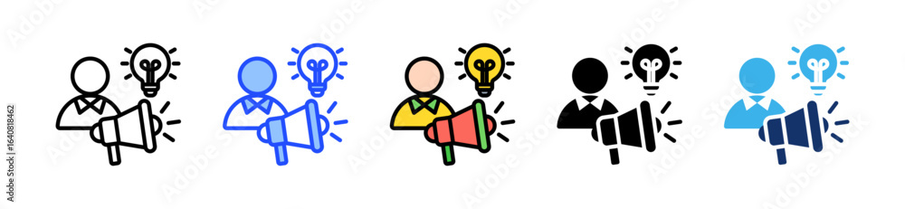 Poster pitch icon collection with multiple styles
