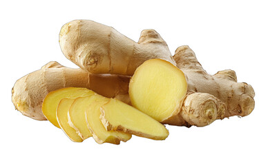 Fresh ginger root, sliced and whole
