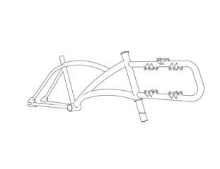 Engineering Blueprint: Simple Line Art Wireframe of a Tilting Tricycle Frame. Mechanical Design for a Future Cargo Bike Chassis, Sustainable Urban Transport Solution.