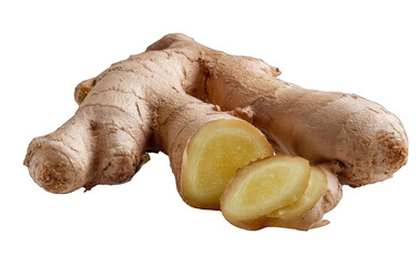 Fresh ginger root, sliced open, showing interior