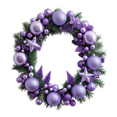 Christmas purple wreath on the door with isolated on transparent or white background, png