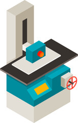 Isometric Metalworking Mechine Element Icons Set
