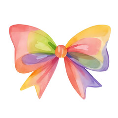 Fototapeta premium a beautiful watercolor bow with a rainbow gradient isolated on a transparent background
