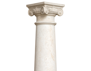 Classic Marble Pillar with Decorative Base and Capital Isolated on Transparent Background PNG
