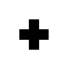 Simple Black Plus Sign Icon on White Background Symbol of Addition, Healthcare, or Positive Confirmation