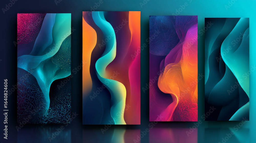 Aufkleber abstract background set. colorful modern objects from vector abstract lines. wave lines. abstract co