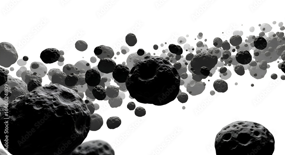Poster asteroid field floats with transparent background