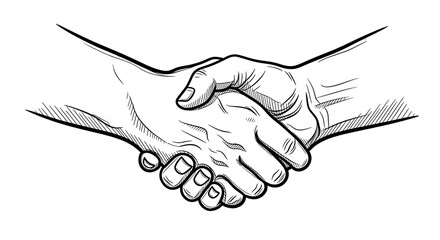 Handshake Agreement Sketch on Transparent Background