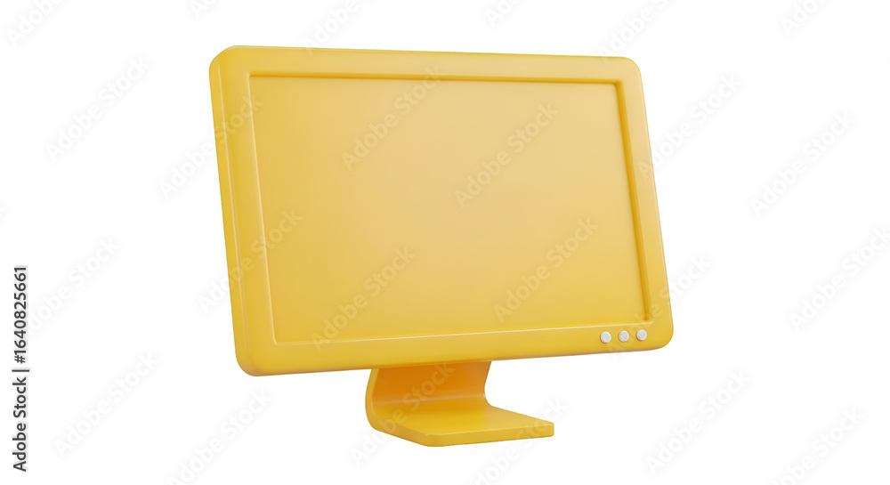 Poster yellow computer monitor with transparent background