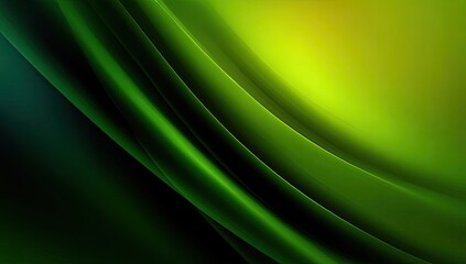 Abstract flowing curves of vibrant green and yellow hues, blending into dark shades