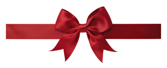 red ribbon bow isolated on white background