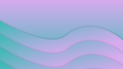 Gentle undulating layers of soft teal and lavender create a serene, abstract paper cut landscape