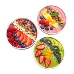 Vibrant Smoothie Bowls isolated on transparent background  
