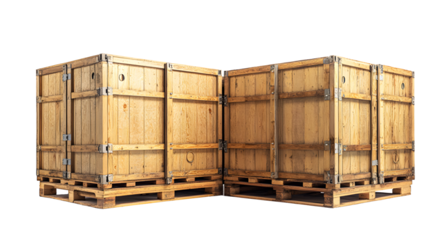 Wooden pallets isolated on transparent background.