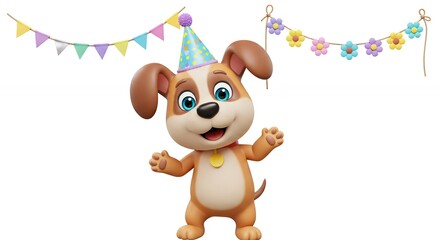 Fototapeta premium Cartoon dog celebrating party