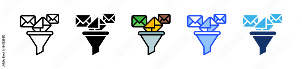 Poster email productivity icon collection with multiple styles