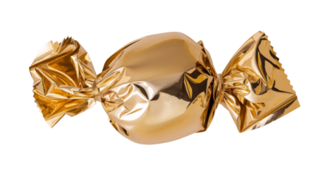golden candy wrapped on white background