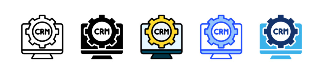 Crm System Icon Collection With Multiple Styles