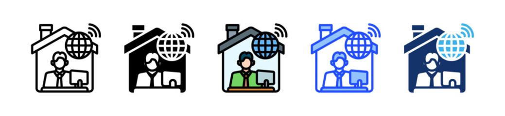 Fototapeta premium Remote Work Icon Collection With Multiple Styles