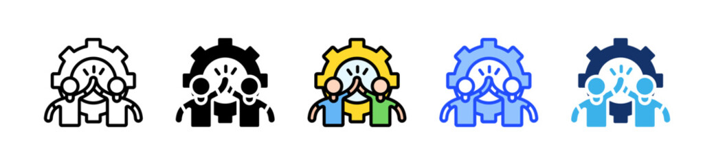 Team Collaboration Icon Collection With Multiple Styles