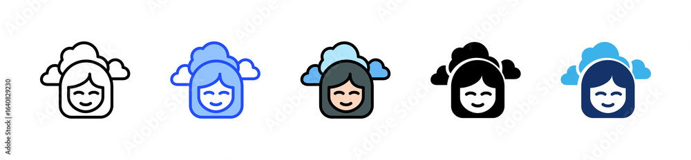 Poster dreamer icon collection with multiple styles