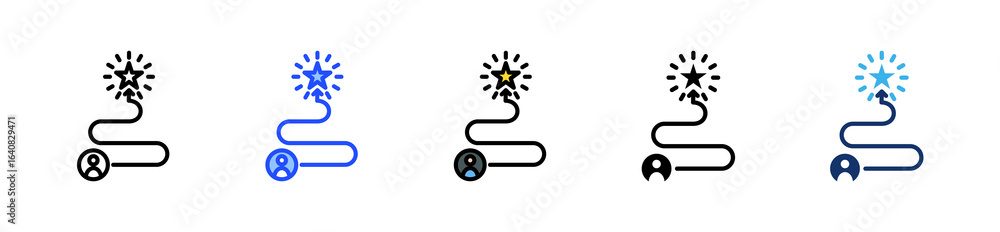 Poster success path icon collection with multiple styles