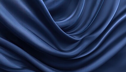 Fototapeta premium Deep navy blue draped fabric. Smooth, flowing folds
